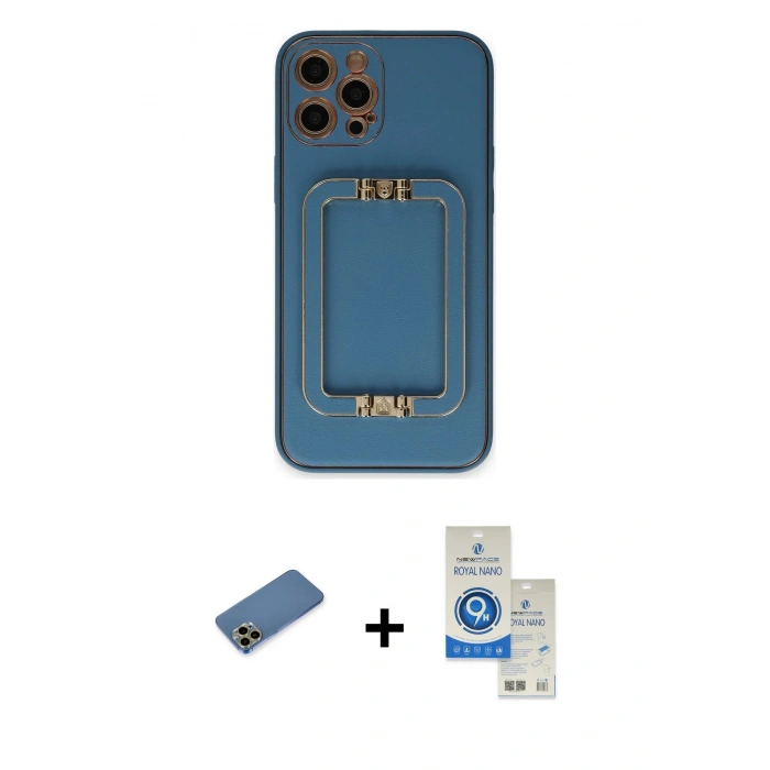 MARSİLYAN™- iPhone 12 Pro Max Kılıf Kozmos Minimal Prime - Şeffaf Royal Nano Ekran Koruyucu + Shine Kamera Lens Koruma Cam - GD