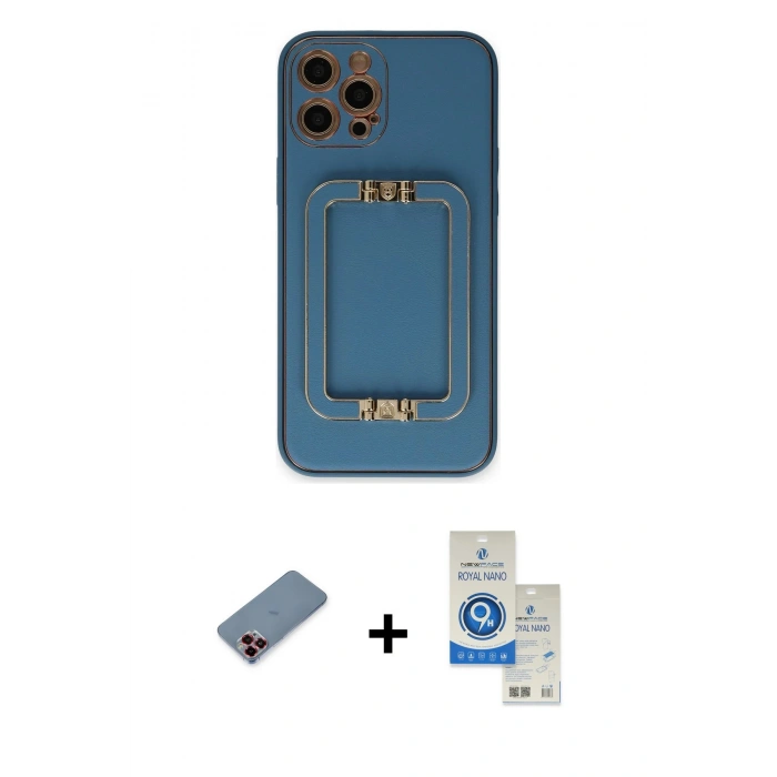 MARSİLYAN™- iPhone 12 Pro Max Kılıf Kozmos Minimal Prime - Şeffaf Royal Nano Ekran Koruyucu + Metal Kamera Lens Koruma Cam - KI