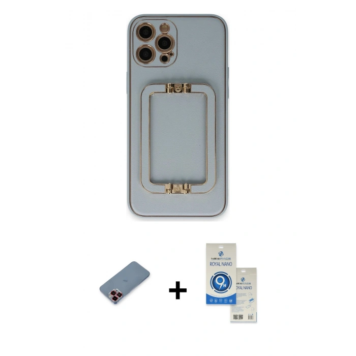 MARSİLYAN™- iPhone 12 Pro Max Kılıf Kozmos Minimal Prime - Şeffaf Royal Nano Ekran Koruyucu + Metal Kamera Lens Koruma Cam - KI