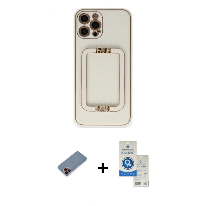 MARSİLYAN™- iPhone 12 Pro Max Kılıf Kozmos Minimal Prime - Şeffaf Royal Nano Ekran Koruyucu + Metal Kamera Lens Koruma Cam - KI