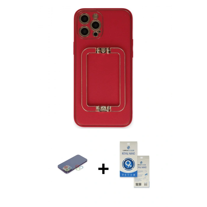 MARSİLYAN™- iPhone 12 Pro Max Kılıf Kozmos Minimal Prime - Şeffaf Royal Nano Ekran Koruyucu + Renkli Kamera Lens Koruma Cam - MI