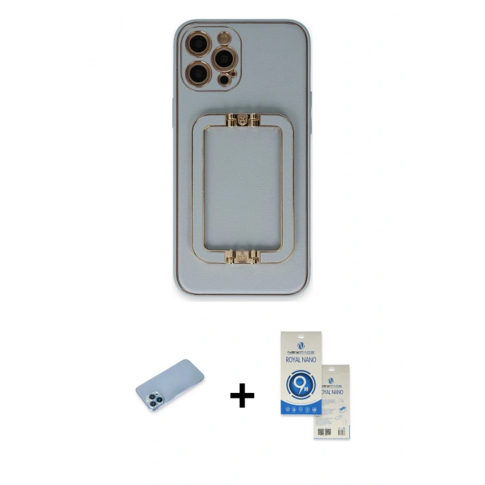 MARSİLYAN™- iPhone 12 Pro Max Kılıf Kozmos Minimal Prime - Şeffaf Royal Nano Ekran Koruyucu + Shine Kamera Lens Koruma Cam - MI