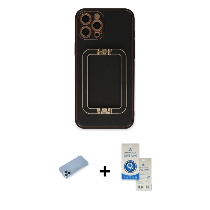 MARSİLYAN™- iPhone 12 Pro Max Kılıf Kozmos Minimal Prime - Şeffaf Royal Nano Ekran Koruyucu + Shine Kamera Lens Koruma Cam - MI