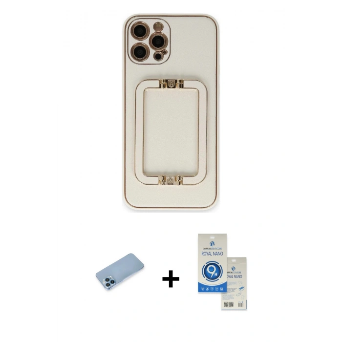 MARSİLYAN™- iPhone 12 Pro Max Kılıf Kozmos Minimal Prime - Şeffaf Royal Nano Ekran Koruyucu + Shine Kamera Lens Koruma Cam - MI