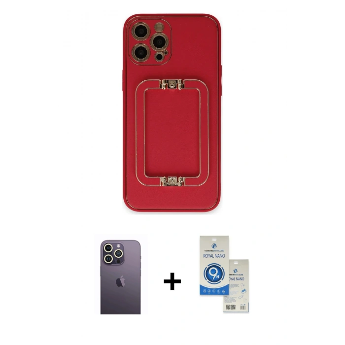 MARSİLYAN™- iPhone 12 Pro Max Kılıf Kozmos Minimal Prime - Şeffaf Royal Nano Ekran Koruyucu + Neon Fosforlu Kamera Lens - BZ