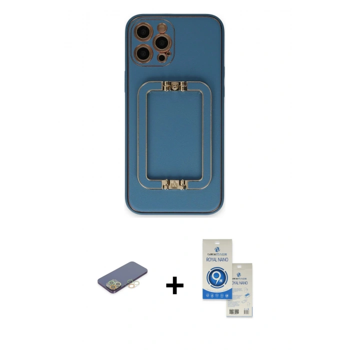 MARSİLYAN™- iPhone 12 Pro Max Kılıf Kozmos Minimal Prime - Şeffaf Royal Nano Ekran Koruyucu + Renkli Kamera Lens Koruma Cam - SI