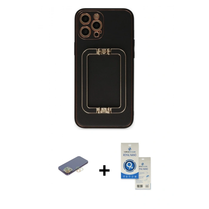 MARSİLYAN™- iPhone 12 Pro Max Kılıf Kozmos Minimal Prime - Şeffaf Royal Nano Ekran Koruyucu + Renkli Kamera Lens Koruma Cam - SI