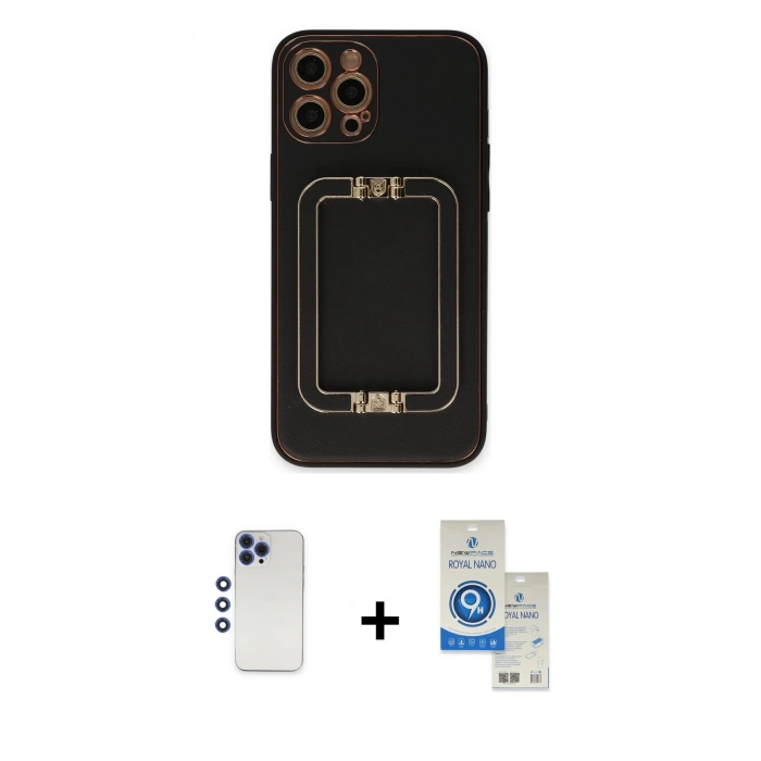 MARSİLYAN™- iPhone 12 Pro Max Kılıf Kozmos Minimal Prime - Şeffaf Royal Nano Ekran Koruyucu + Shine Kamera Lens - LT