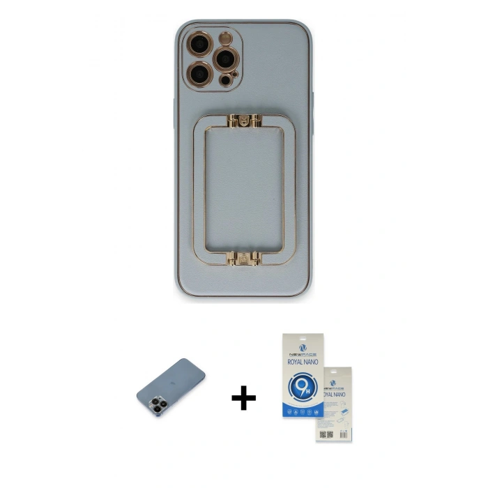 MARSİLYAN™- iPhone 12 Pro Max Kılıf Kozmos Minimal Prime - Şeffaf Royal Nano Ekran Koruyucu + Shine Kamera Lens Koruma Cam - SH