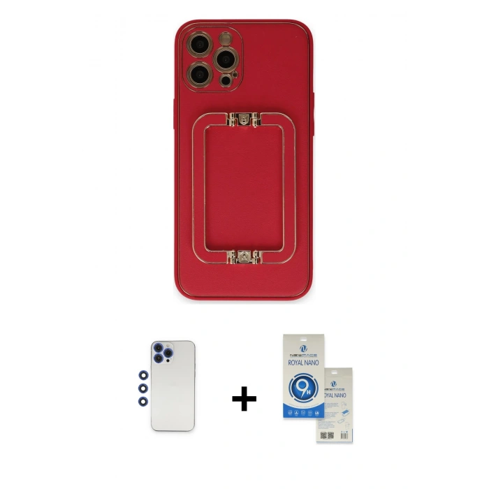 MARSİLYAN™- iPhone 12 Pro Max Kılıf Kozmos Minimal Prime - Şeffaf Royal Nano Ekran Koruyucu + Shine Kamera Lens - LT