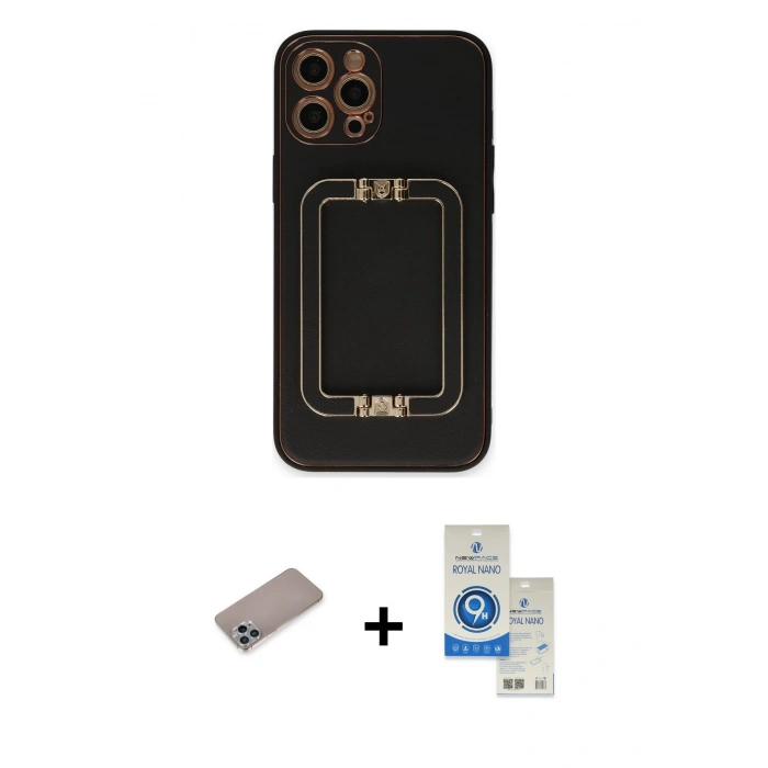MARSİLYAN™- iPhone 12 Pro Max Kılıf Kozmos Minimal Prime - Şeffaf Royal Nano Ekran Koruyucu + Shine Kamera Lens Koruma Cam - SABE