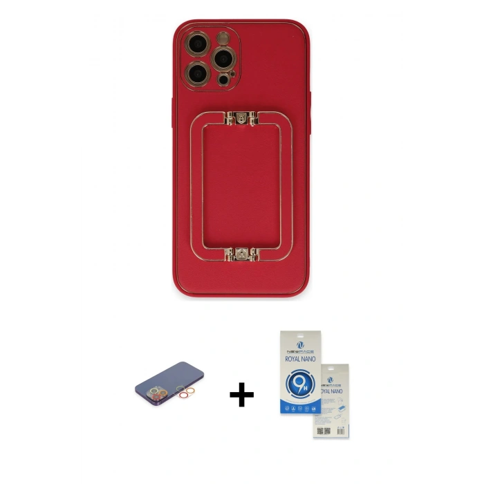 MARSİLYAN™- iPhone 12 Pro Max Kılıf Kozmos Minimal Prime - Şeffaf Royal Nano Ekran Koruyucu + Renkli Kamera Lens Koruma Cam - TU