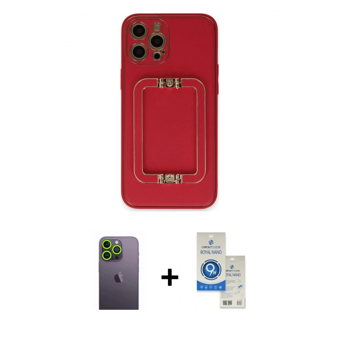 MARSİLYAN™- iPhone 12 Pro Max Kılıf Kozmos Minimal Prime - Şeffaf Royal Nano Ekran Koruyucu + Neon Fosforlu Kamera Lens - YL