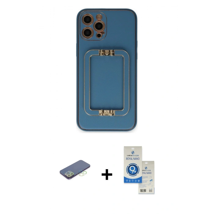 MARSİLYAN™- iPhone 12 Pro Max Kılıf Kozmos Minimal Prime - Şeffaf Royal Nano Ekran Koruyucu + Renkli Kamera Lens Koruma Cam - YL