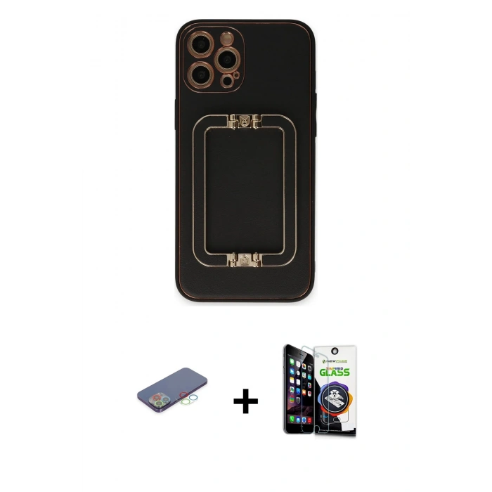 MARSİLYAN™- iPhone 12 Pro Max Kılıf Kozmos Minimal Prime - Şeffaf Temperli Cam Ekran Koruyucu + Renkli Kamera Lens Koruma Cam - MI