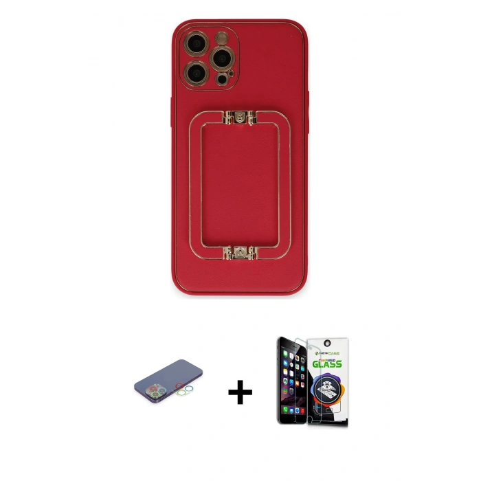 MARSİLYAN™- iPhone 12 Pro Max Kılıf Kozmos Minimal Prime - Şeffaf Temperli Cam Ekran Koruyucu + Renkli Kamera Lens Koruma Cam - MI