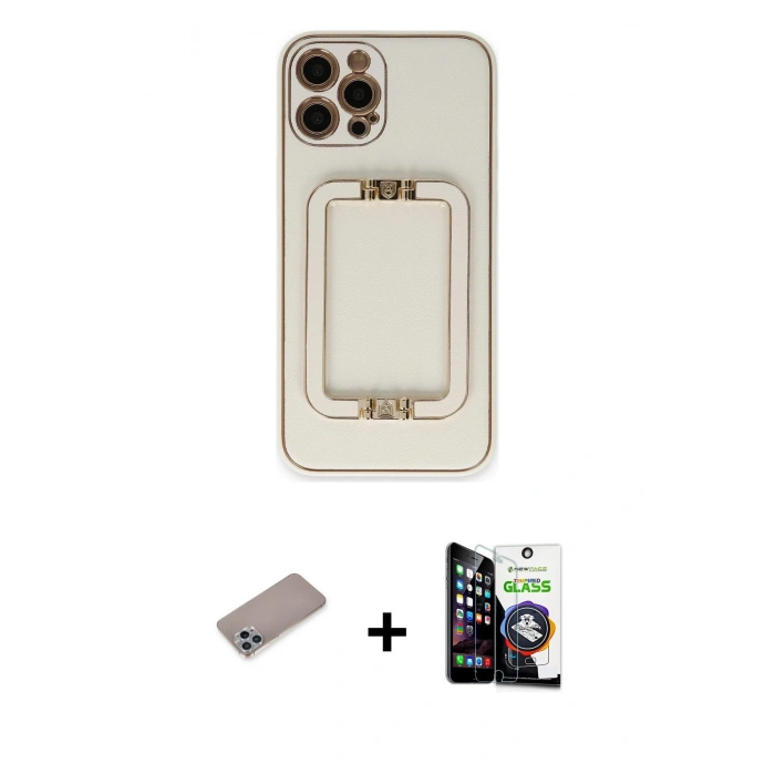 MARSİLYAN™- iPhone 12 Pro Max Kılıf Kozmos Minimal Prime - Şeffaf Temperli Cam Ekran Koruyucu + Shine Kamera Lens Koruma Cam - SABE
