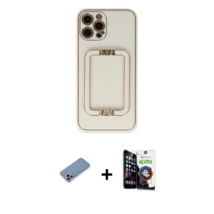 MARSİLYAN™- iPhone 12 Pro Max Kılıf Kozmos Minimal Prime - Şeffaf Temperli Cam Ekran Koruyucu + Shine Kamera Lens Koruma Cam - PE