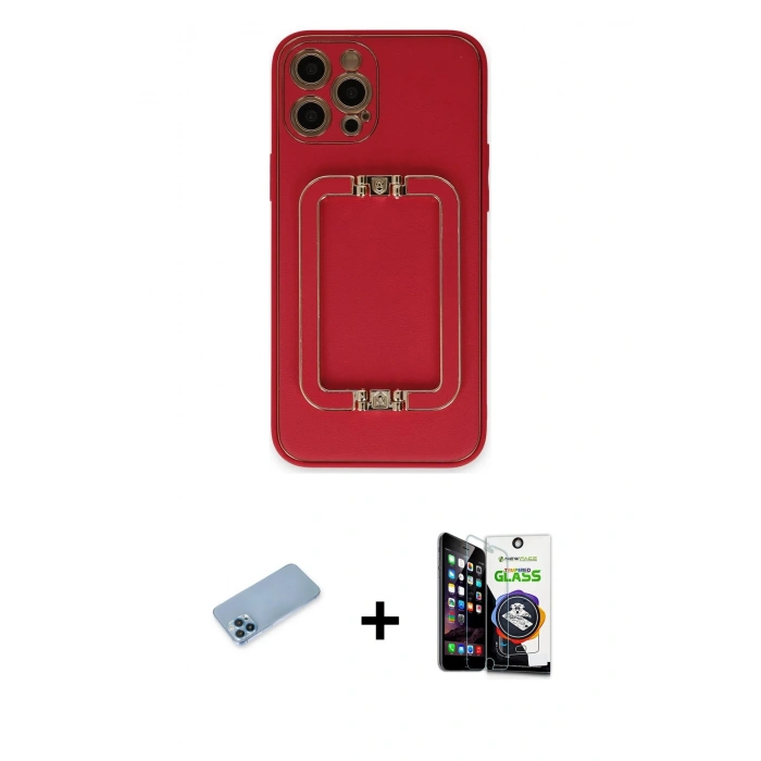 MARSİLYAN™- iPhone 12 Pro Max Kılıf Kozmos Minimal Prime - Şeffaf Temperli Cam Ekran Koruyucu + Shine Kamera Lens Koruma Cam - MI