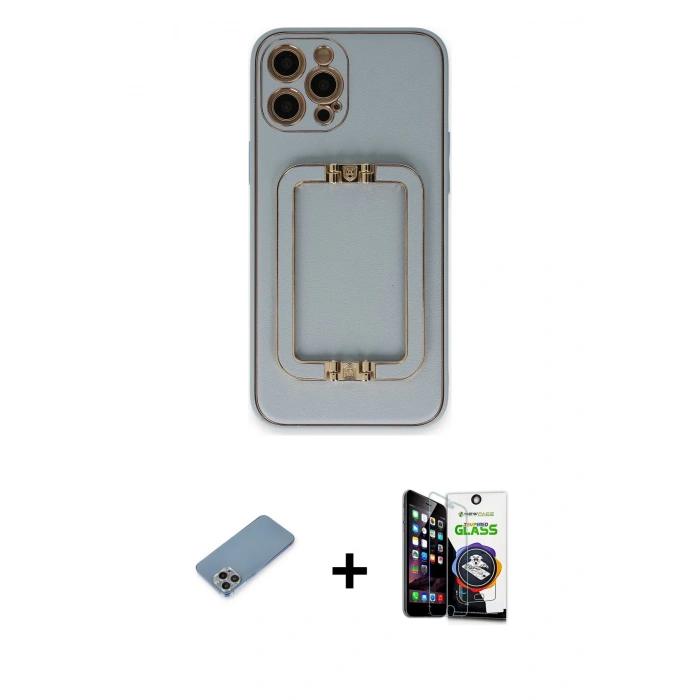 MARSİLYAN™- iPhone 12 Pro Max Kılıf Kozmos Minimal Prime - Şeffaf Temperli Cam Ekran Koruyucu + Shine Kamera Lens Koruma Cam - GI