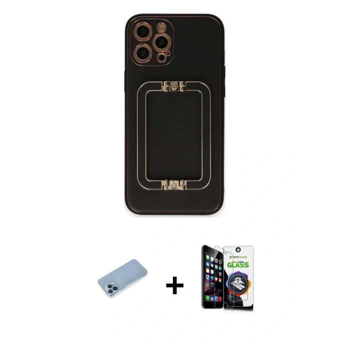 MARSİLYAN™- iPhone 12 Pro Max Kılıf Kozmos Minimal Prime - Şeffaf Temperli Cam Ekran Koruyucu + Shine Kamera Lens Koruma Cam - MI