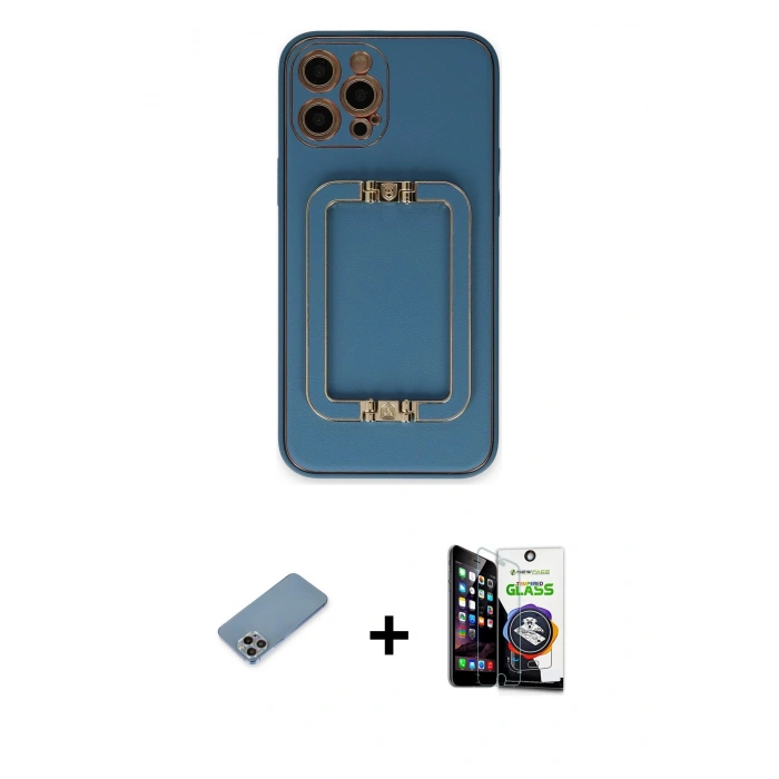 MARSİLYAN™- iPhone 12 Pro Max Kılıf Kozmos Minimal Prime - Şeffaf Temperli Cam Ekran Koruyucu + Shine Kamera Lens Koruma Cam - GI