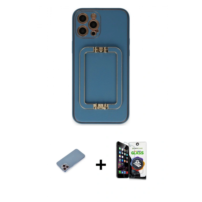 MARSİLYAN™- iPhone 12 Pro Max Kılıf Kozmos Minimal Prime - Şeffaf Temperli Cam Ekran Koruyucu + Shine Kamera Lens Koruma Cam - PE