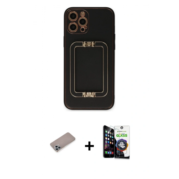 MARSİLYAN™- iPhone 12 Pro Max Kılıf Kozmos Minimal Prime - Şeffaf Temperli Cam Ekran Koruyucu + Shine Kamera Lens Koruma Cam - SABE