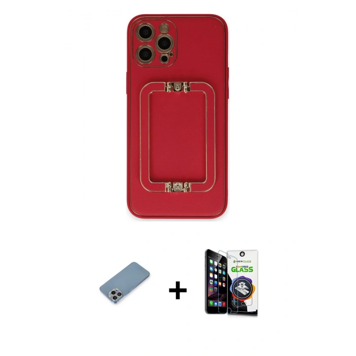 MARSİLYAN™- iPhone 12 Pro Max Kılıf Kozmos Minimal Prime - Şeffaf Temperli Cam Ekran Koruyucu + Shine Kamera Lens Koruma Cam - GI