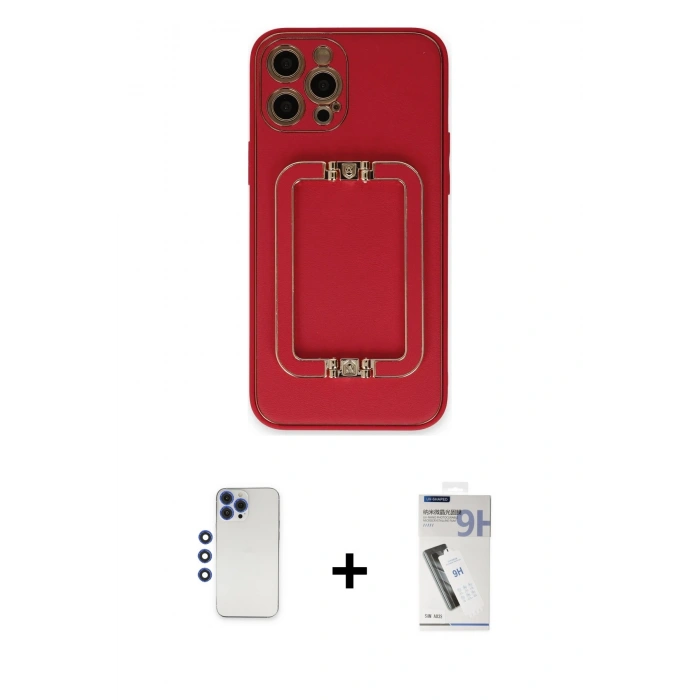 MARSİLYAN™- iPhone 12 Pro Max Kılıf Kozmos Minimal Prime - Şeffaf Uv Polymer Nano Ekran Koruyucu + Lacivert Shine Kamera Lens