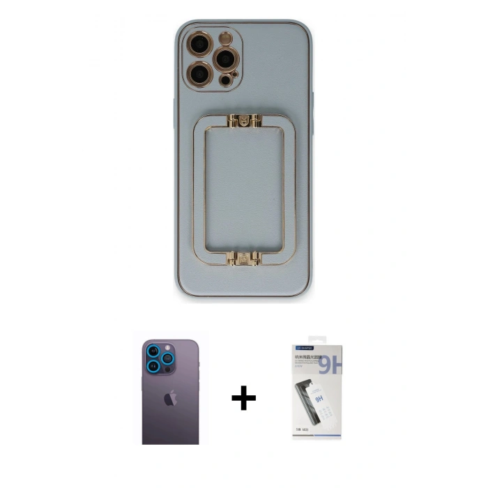 MARSİLYAN™- iPhone 12 Pro Max Kılıf Kozmos Minimal Prime - Şeffaf Uv Polymer Nano Ekran Koruyucu + Neon Fosforlu Kamera Lens - MI