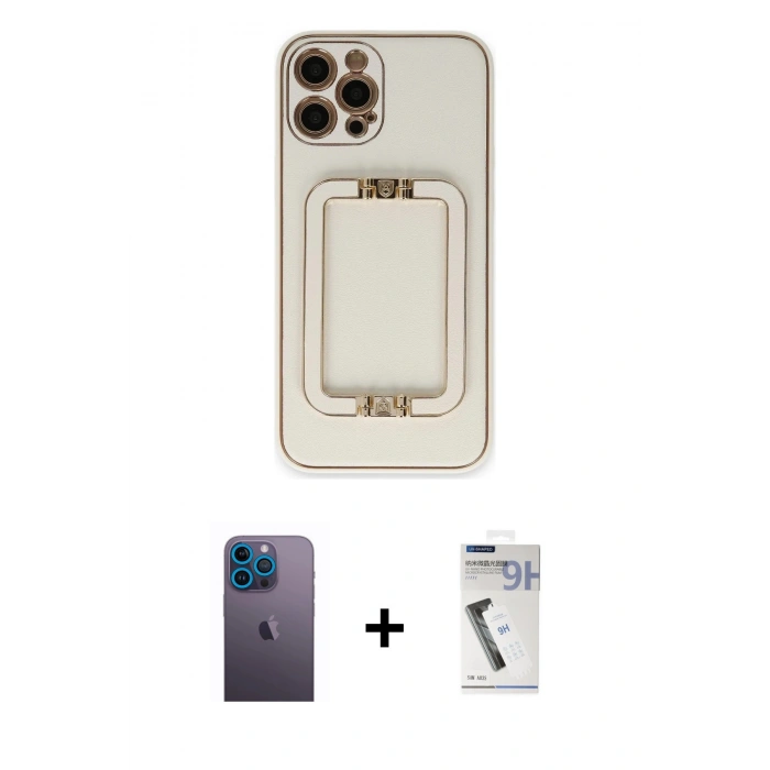 MARSİLYAN™- iPhone 12 Pro Max Kılıf Kozmos Minimal Prime - Şeffaf Uv Polymer Nano Ekran Koruyucu + Neon Fosforlu Kamera Lens - MI