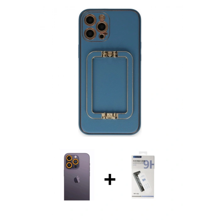 MARSİLYAN™- iPhone 12 Pro Max Kılıf Kozmos Minimal Prime - Şeffaf Uv Polymer Nano Ekran Koruyucu + Neon Fosforlu Kamera Lens - SI