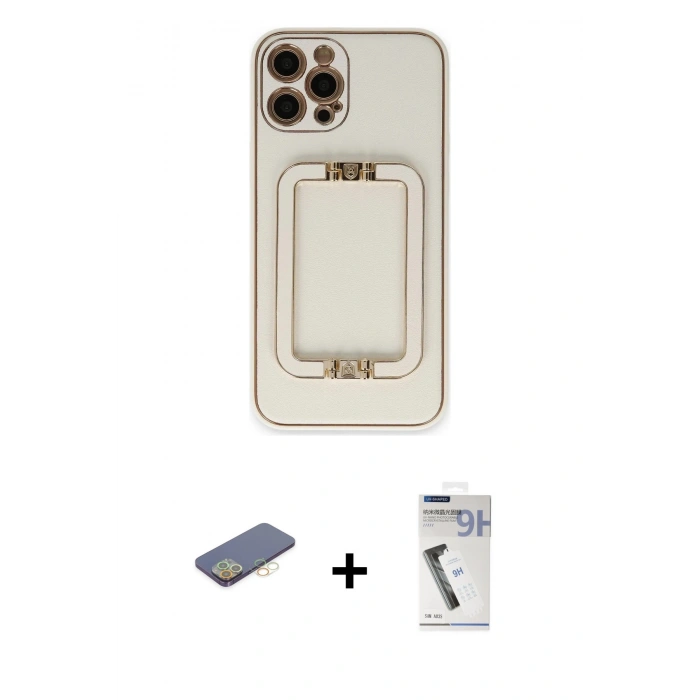 MARSİLYAN™- iPhone 12 Pro Max Kılıf Kozmos Minimal Prime - Şeffaf Uv Polymer Nano Ekran Koruyucu + Renkli Kamera Lens Koruma Cam - SI