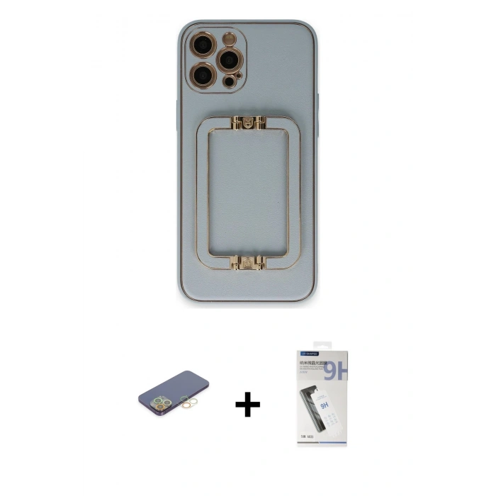 MARSİLYAN™- iPhone 12 Pro Max Kılıf Kozmos Minimal Prime - Şeffaf Uv Polymer Nano Ekran Koruyucu + Renkli Kamera Lens Koruma Cam - SI