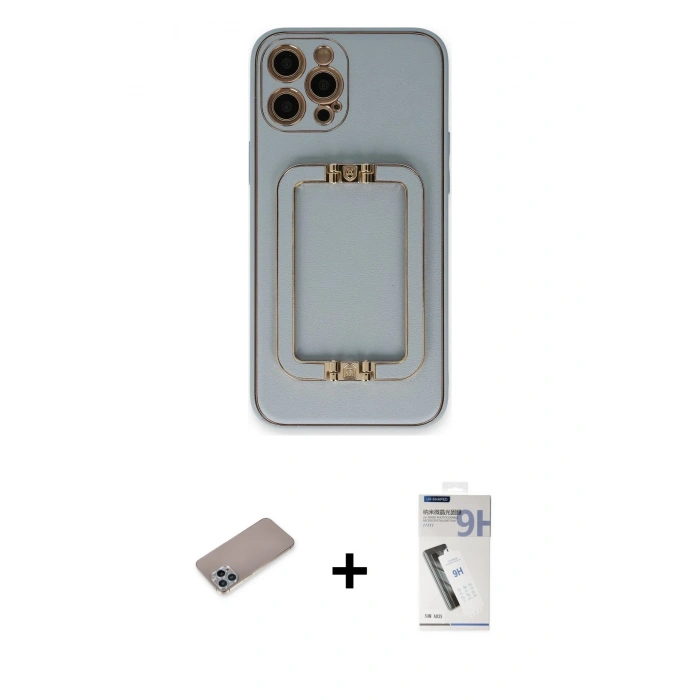 MARSİLYAN™- iPhone 12 Pro Max Kılıf Kozmos Minimal Prime - Şeffaf Uv Polymer Nano Ekran Koruyucu + Shine Kamera Lens Koruma Cam - SABE