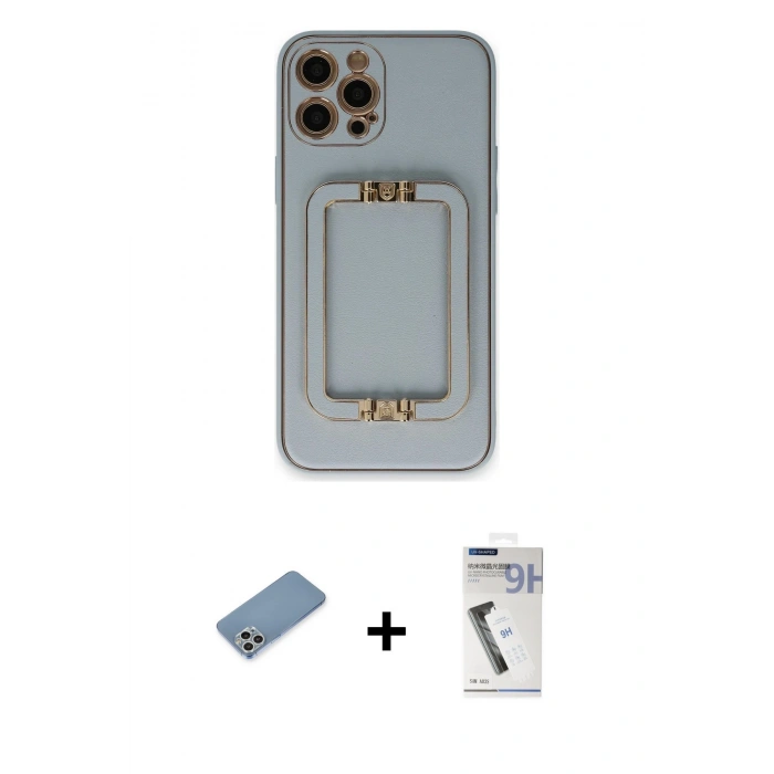MARSİLYAN™- iPhone 12 Pro Max Kılıf Kozmos Minimal Prime - Şeffaf Uv Polymer Nano Ekran Koruyucu + Shine Kamera Lens Koruma Cam - GS