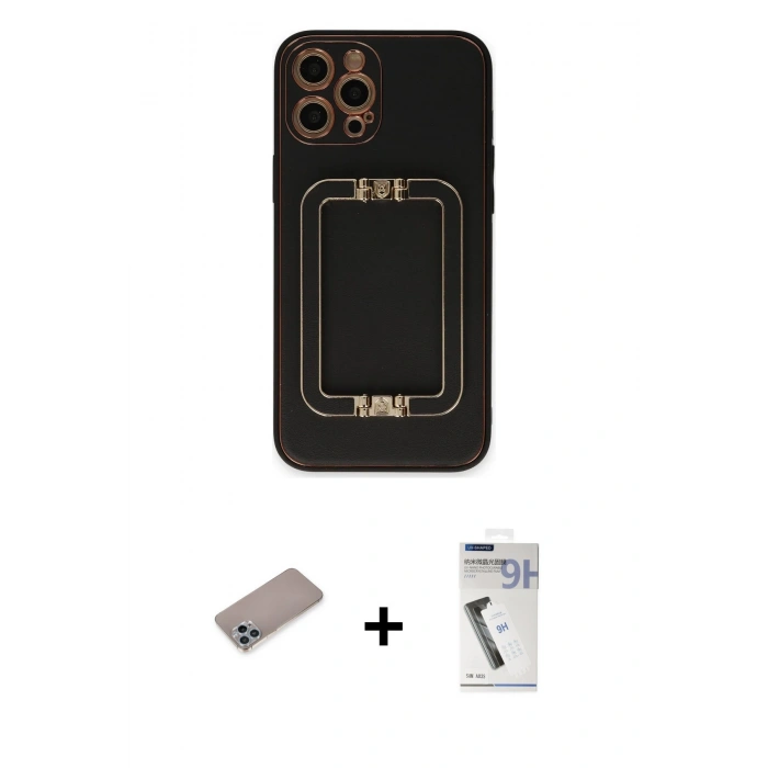 MARSİLYAN™- iPhone 12 Pro Max Kılıf Kozmos Minimal Prime - Şeffaf Uv Polymer Nano Ekran Koruyucu + Shine Kamera Lens Koruma Cam - SABE