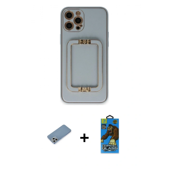 MARSİLYAN™- iPhone 12 Pro Max Kılıf Kozmos Minimal Prime - Siyah 18D Cam Ekran Koruyucu + Shine Kamera Lens Koruma Cam - GS