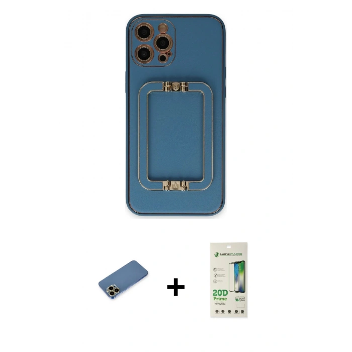 MARSİLYAN™- iPhone 12 Pro Max Kılıf Kozmos Minimal Prime - Siyah 20D Premium Cam Ekran Koruyucu + Gold Shine Kamera Lens Koruma Cam