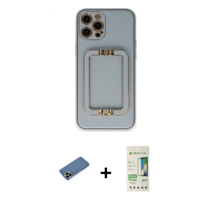 MARSİLYAN™- iPhone 12 Pro Max Kılıf Kozmos Minimal Prime - Siyah 20D Premium Cam Ekran Koruyucu + Gold Shine Kamera Lens Koruma Cam
