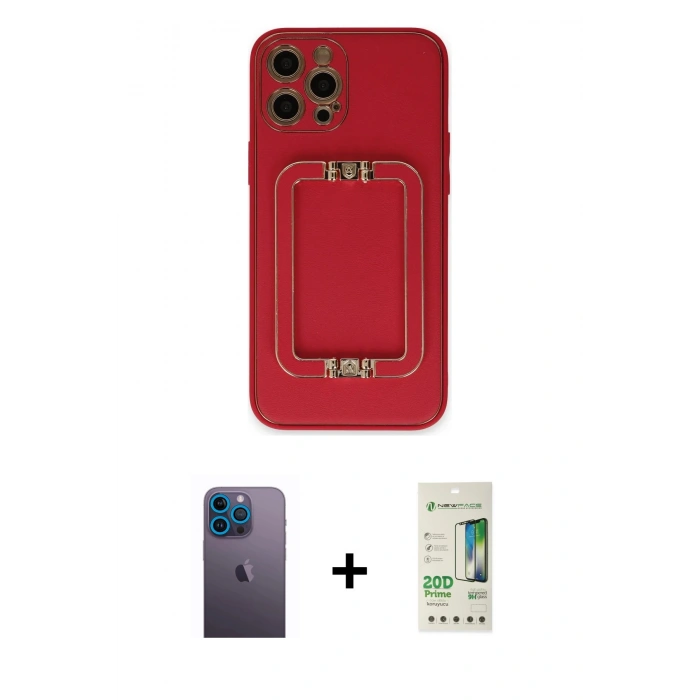 MARSİLYAN™- iPhone 12 Pro Max Kılıf Kozmos Minimal Prime - Siyah 20D Premium Cam Ekran Koruyucu + Neon Fosforlu Kamera Lens - MI