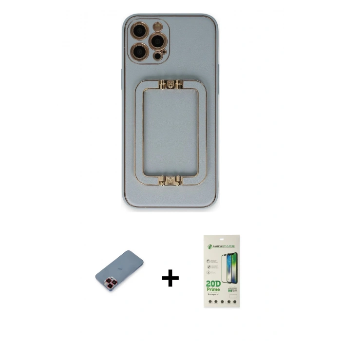 MARSİLYAN™- iPhone 12 Pro Max Kılıf Kozmos Minimal Prime - Siyah 20D Premium Cam Ekran Koruyucu + Metal Kamera Lens Koruma Cam - KI