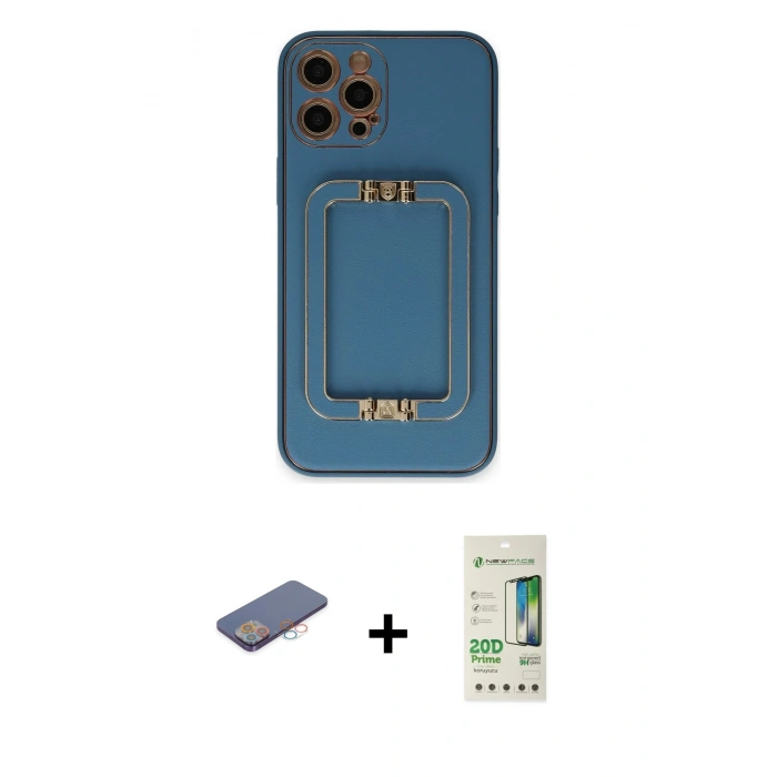 MARSİLYAN™- iPhone 12 Pro Max Kılıf Kozmos Minimal Prime - Siyah 20D Premium Cam Ekran Koruyucu + Renkli Kamera Lens Koruma Cam - PE