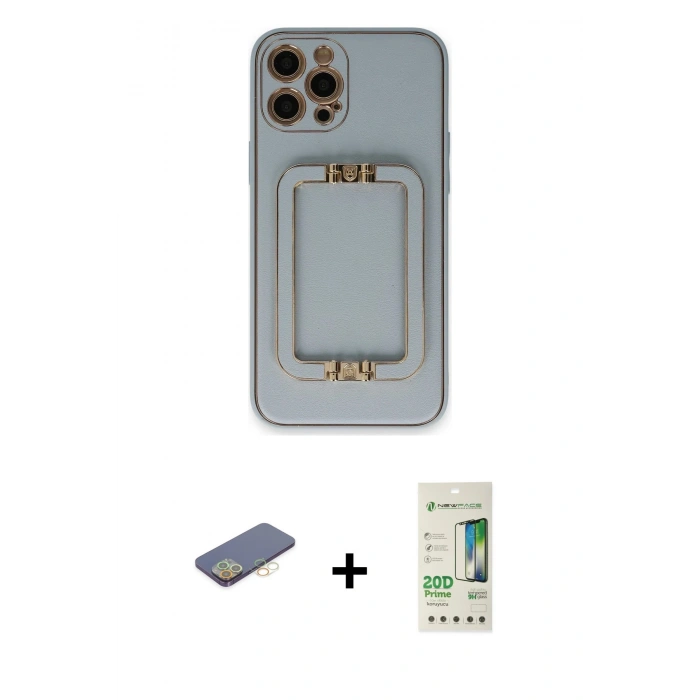 MARSİLYAN™- iPhone 12 Pro Max Kılıf Kozmos Minimal Prime - Siyah 20D Premium Cam Ekran Koruyucu + Renkli Kamera Lens Koruma Cam - SI