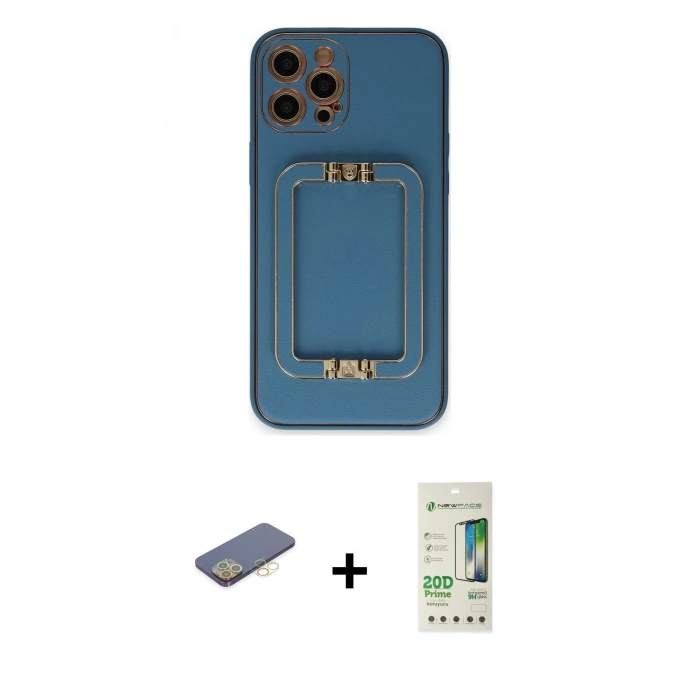 MARSİLYAN™- iPhone 12 Pro Max Kılıf Kozmos Minimal Prime - Siyah 20D Premium Cam Ekran Koruyucu + Renkli Kamera Lens Koruma Cam - SI