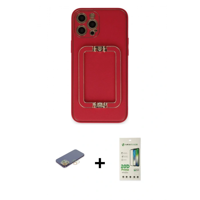 MARSİLYAN™- iPhone 12 Pro Max Kılıf Kozmos Minimal Prime - Siyah 20D Premium Cam Ekran Koruyucu + Renkli Kamera Lens Koruma Cam - SI
