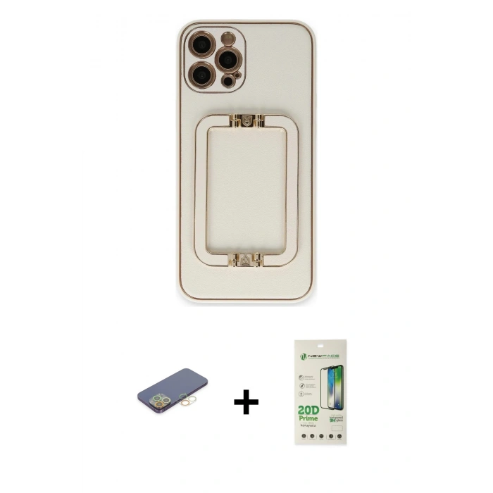 MARSİLYAN™- iPhone 12 Pro Max Kılıf Kozmos Minimal Prime - Siyah 20D Premium Cam Ekran Koruyucu + Renkli Kamera Lens Koruma Cam - SI