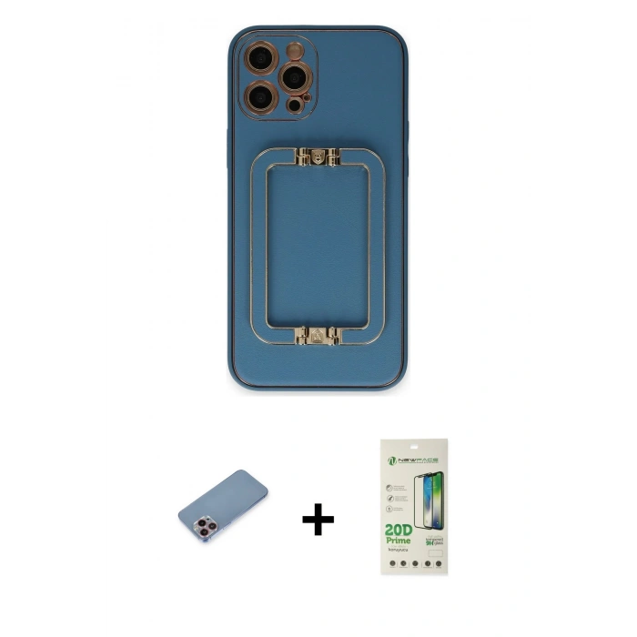 MARSİLYAN™- iPhone 12 Pro Max Kılıf Kozmos Minimal Prime - Siyah 20D Premium Cam Ekran Koruyucu + Shine Kamera Lens Koruma Cam - PE
