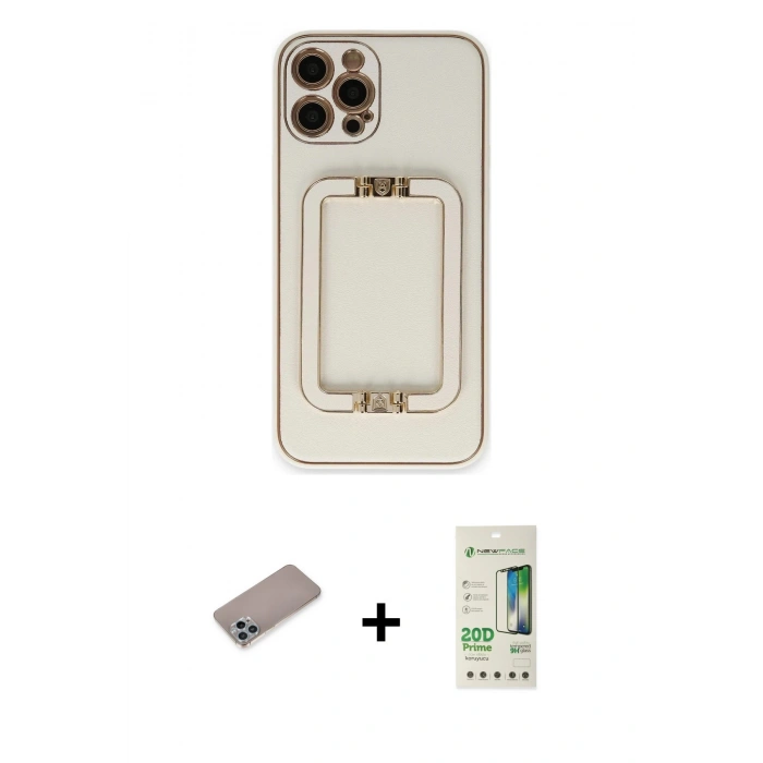 MARSİLYAN™- iPhone 12 Pro Max Kılıf Kozmos Minimal Prime - Siyah 20D Premium Cam Ekran Koruyucu + Shine Kamera Lens Koruma Cam - SABE
